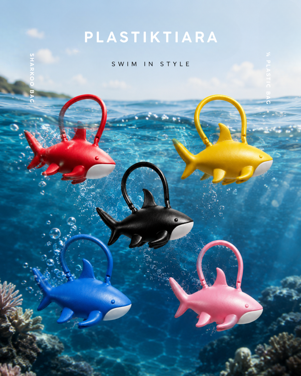 3D | Style No.43 | 1/6 Scale Shark Bag for Dolls – Mini Plastic Ocean Handbag Accessory for Barbie & Fashion Royalty
