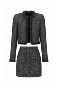 FW 26 |Black & Silver Bouclé Two-Piece Suit – Jacket & Mini Skirt – 1/6 Scale Fashion Doll Clothing | BARE