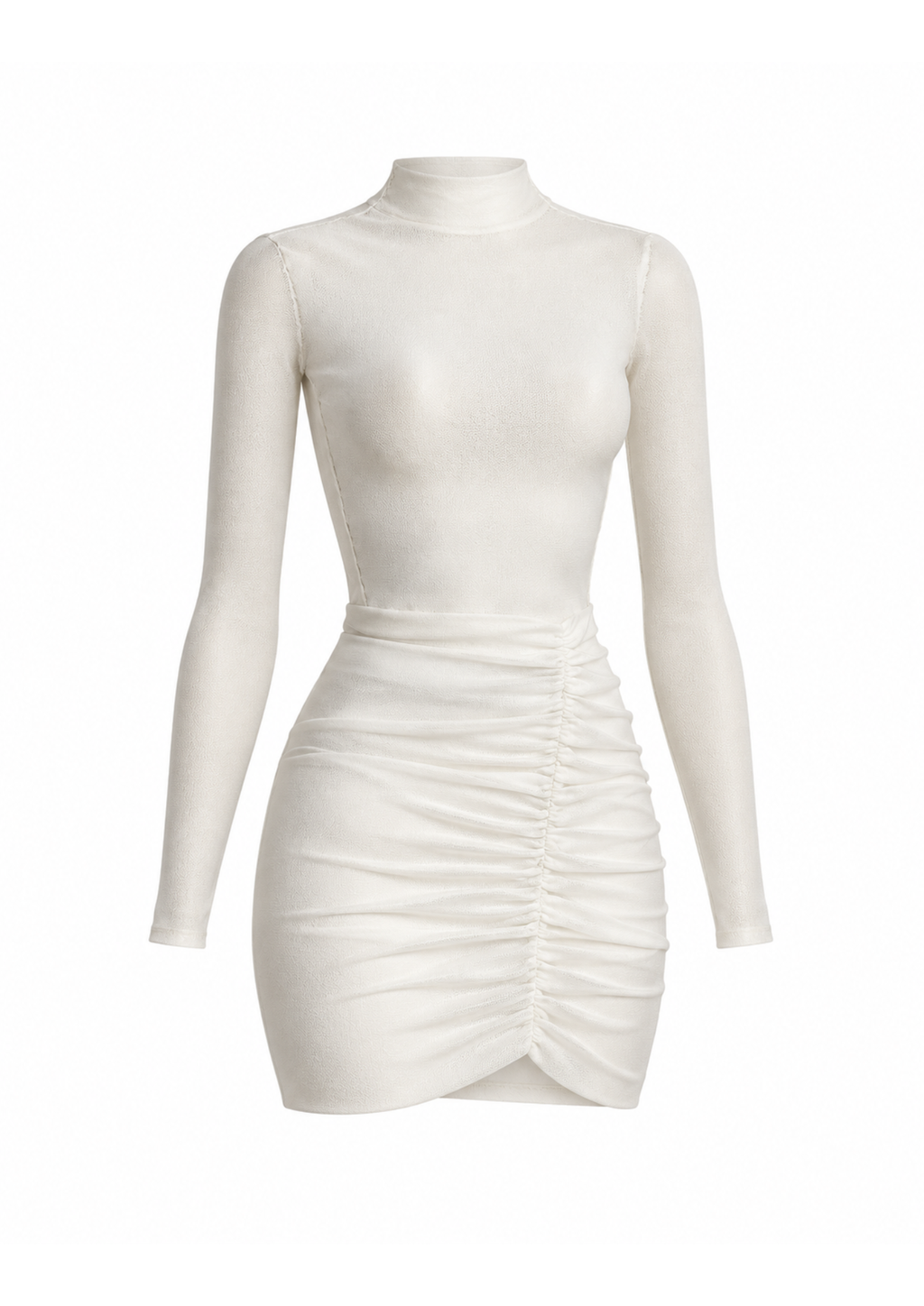 FW 26 | RUCHED HIGH NECK MINI DRESS | BARE