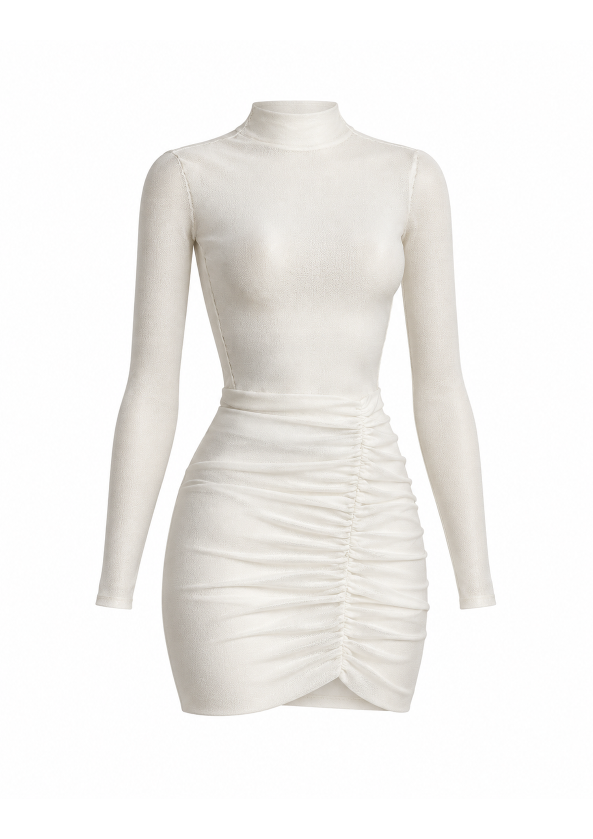 FW 26 | RUCHED HIGH NECK MINI DRESS | BARE