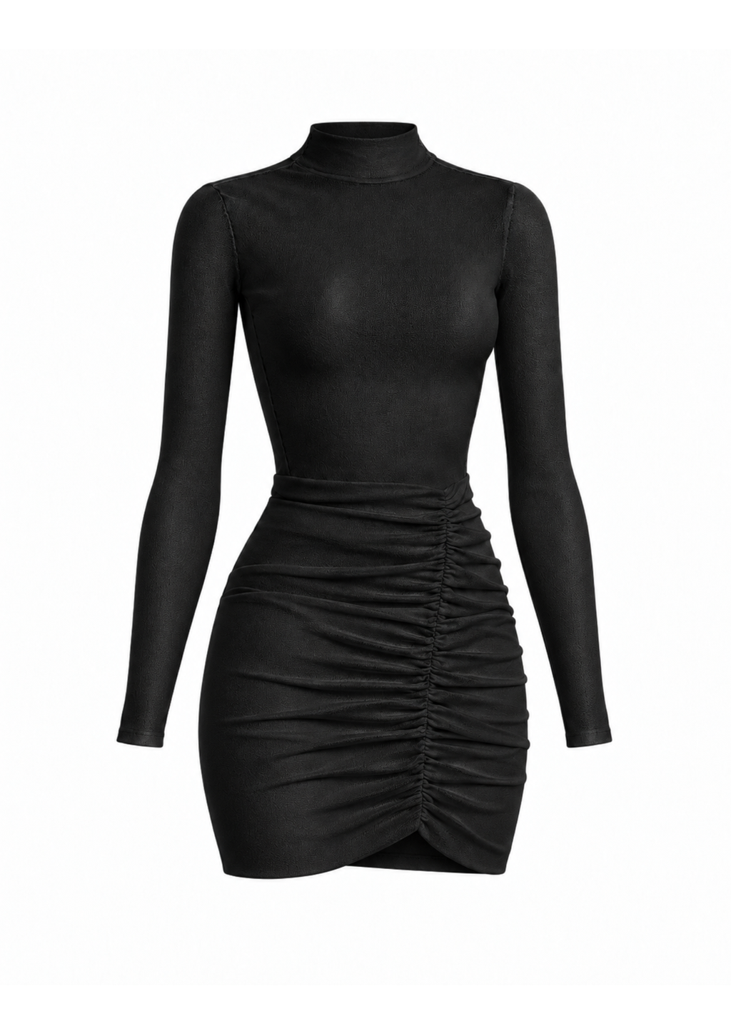 FW 26 | RUCHED HIGH NECK MINI DRESS | BARE