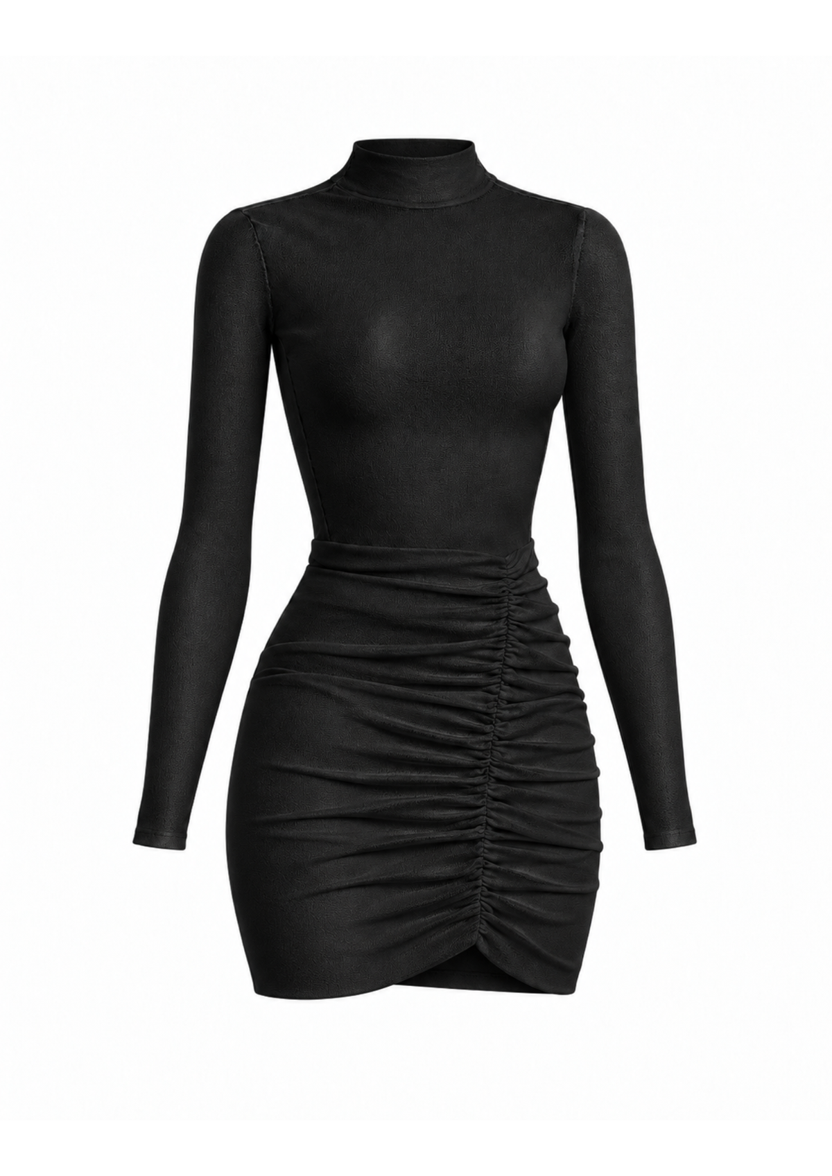 FW 26 | RUCHED HIGH NECK MINI DRESS | BARE