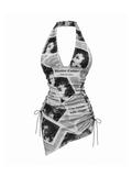 FW 26 | NEWSPAPER ASYMMETRIC HALTER DRESS | Fashion Royalty Doll Clothes | BARE
