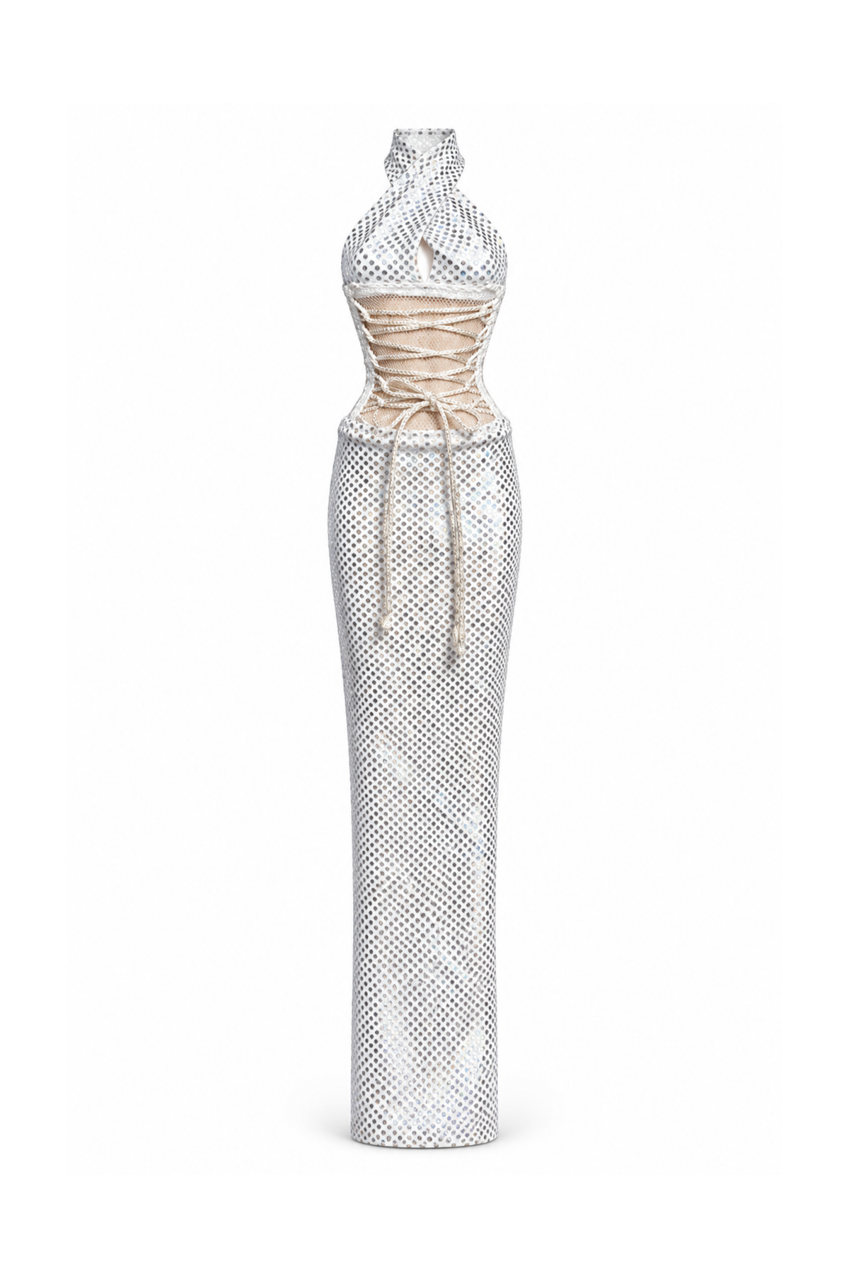 FW 26 SILVER VEIL | Halter Corset Maxi Dress | 1:6 Doll Clothing | BARE