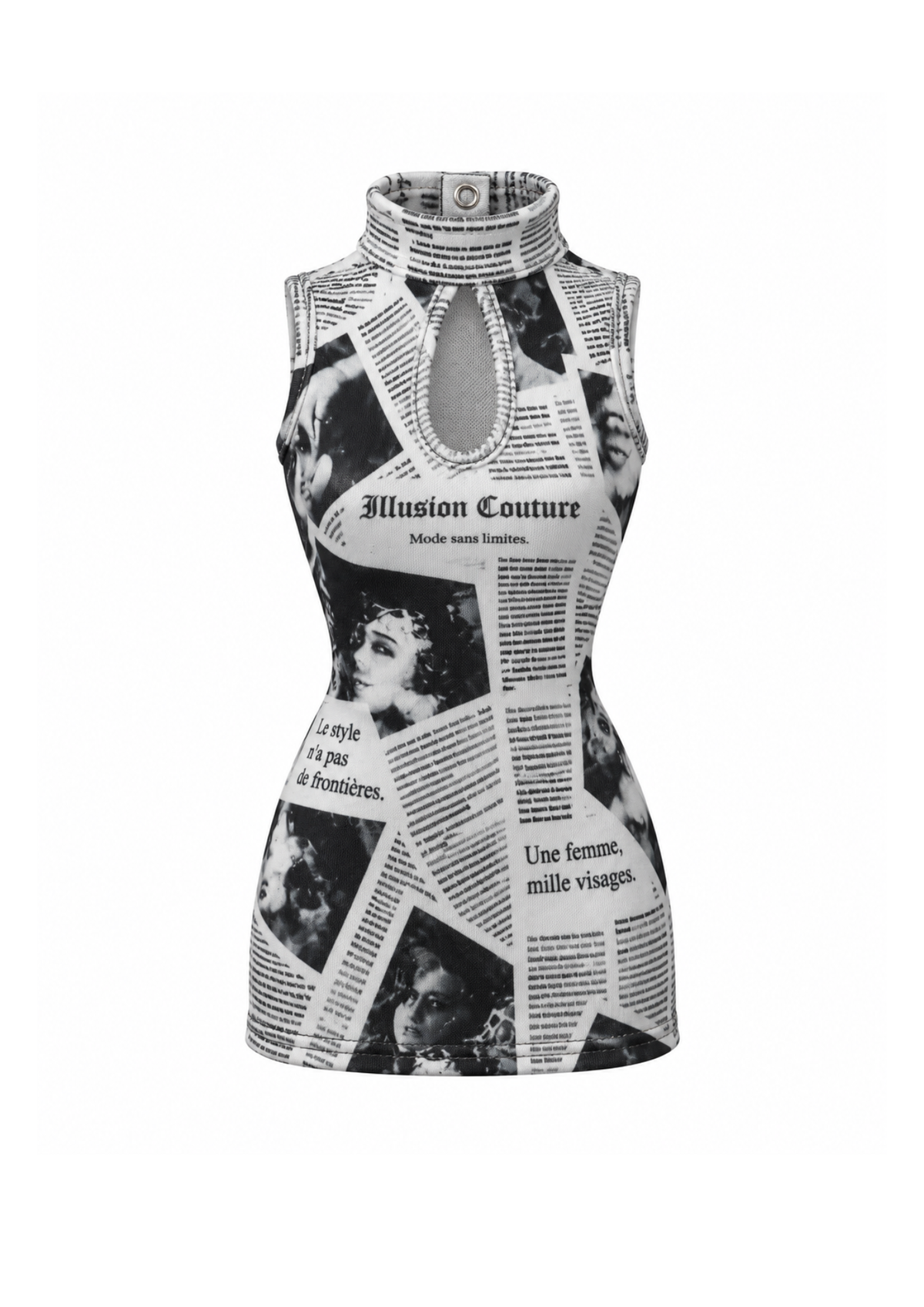 FW 26 | NEWSPAPER KEYHOLE MINI DRESS | Fashion Royalty Doll Clothes | BARE