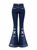 DELUXE | Dark Indigo Lace-Up Flare Jeans for 1/6 Scale Fashion Dolls | BARE