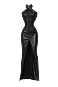 FW 26 | Fashion Royalty Doll Black Faux Leather Halter Maxi Dress | 1/6 Doll Clothes | BARE