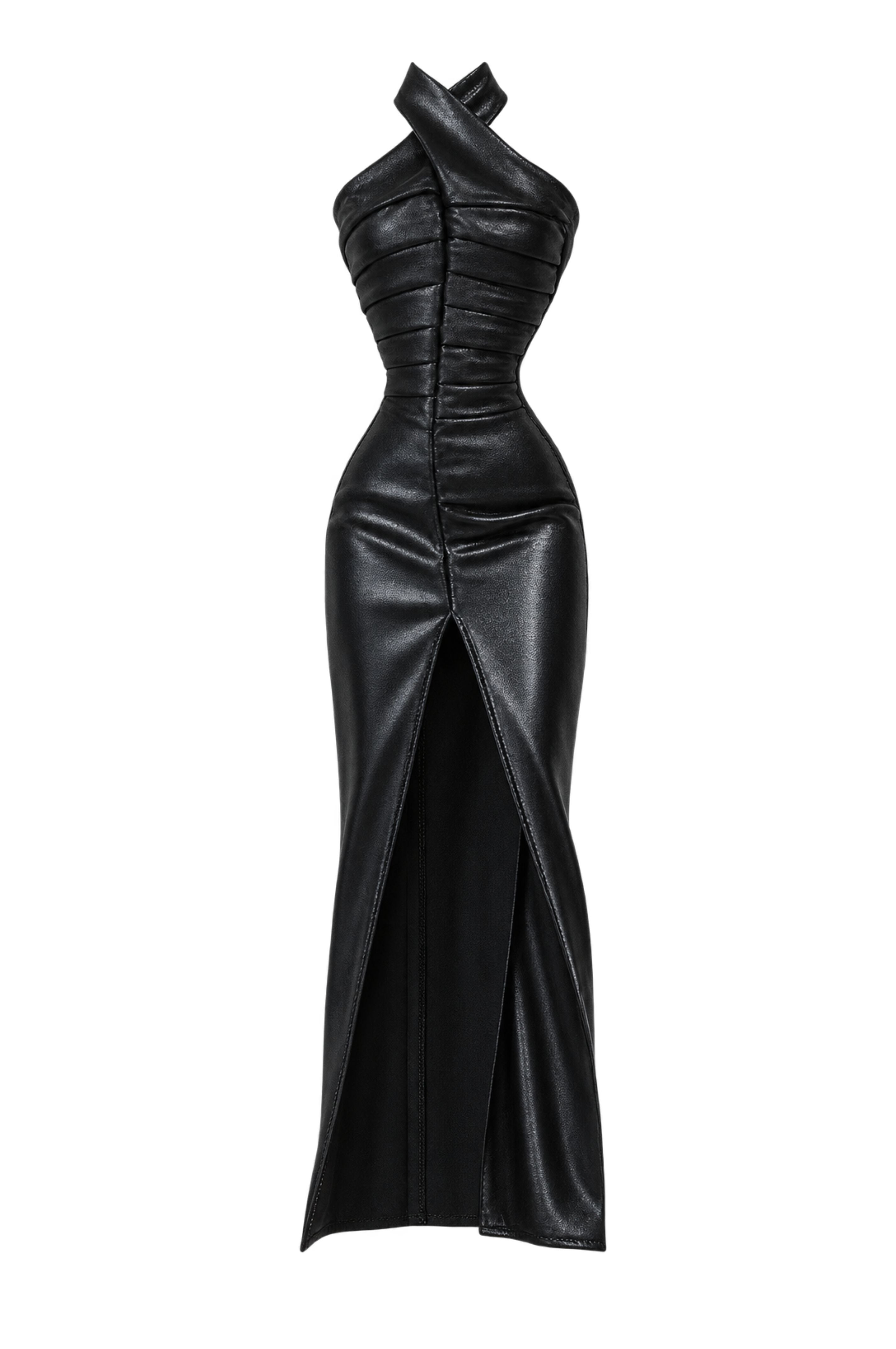 FW 26 | Fashion Royalty Doll Black Faux Leather Halter Maxi Dress | 1/6 Doll Clothes | BARE