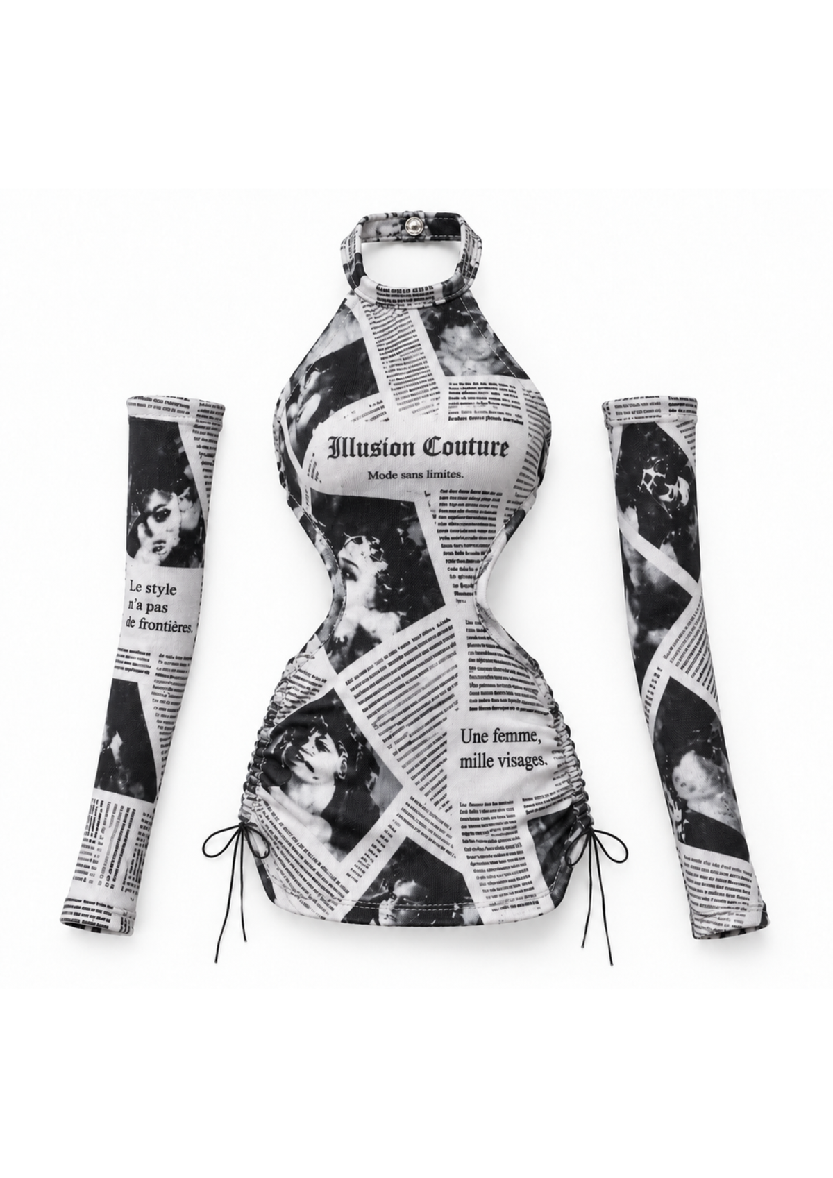 FW 26 | NEWSPAPER RUCHED HALTER DRESS & SLEEVES | Fashion Royalty Doll Clothes | BARE