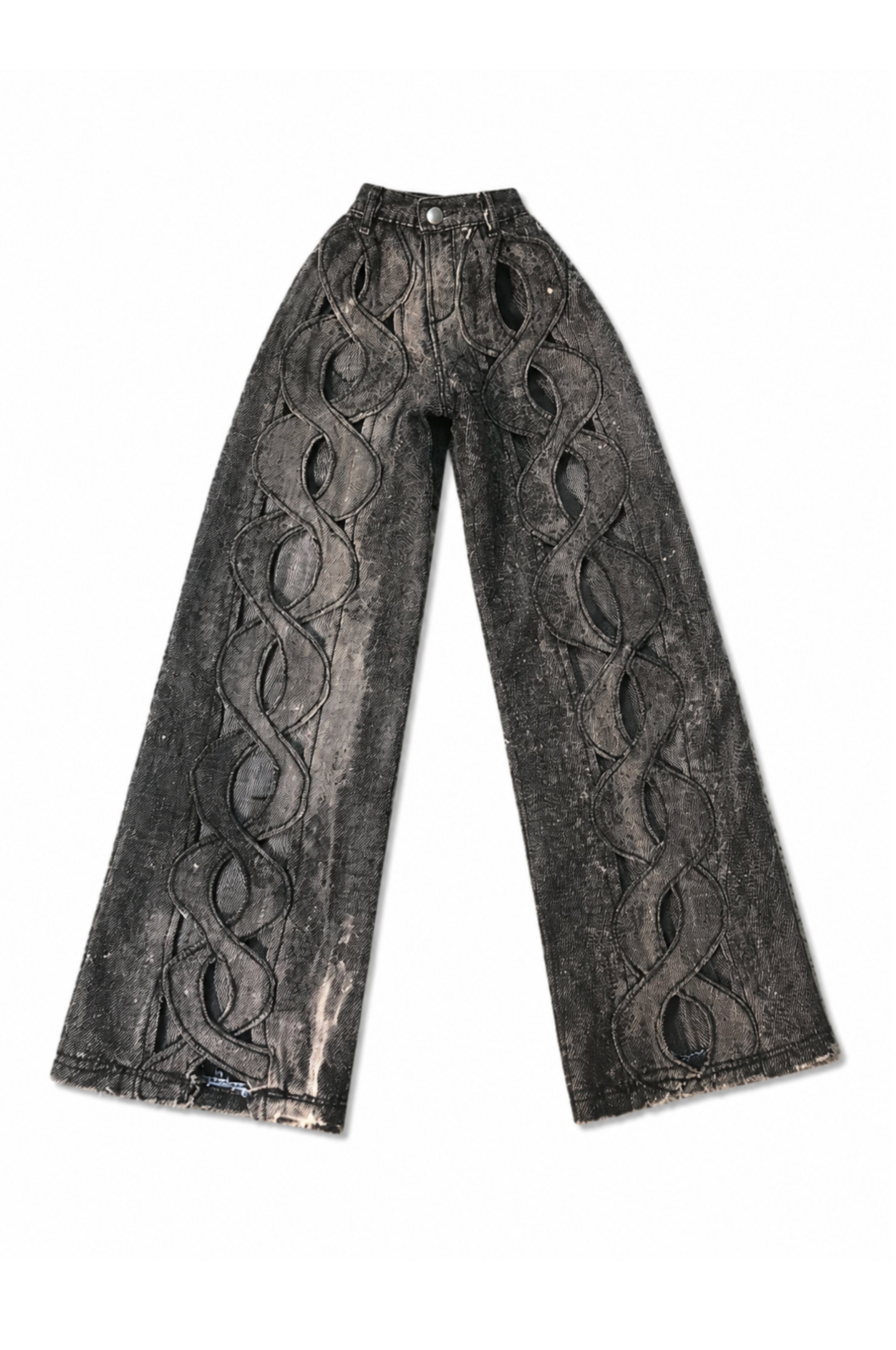 DELUXE | 1/6 Scale Cutout Denim Wide-Leg Jeans – Handmade Fashion Doll Pants – Light Wash Statement Denim – Fits Fashion Royalty, Nu Face, Poppy Parker