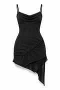 WILD INSTINCT | Black Ruched Asymmetric Dress | Fashion Royalty Doll Clothes | BARE
