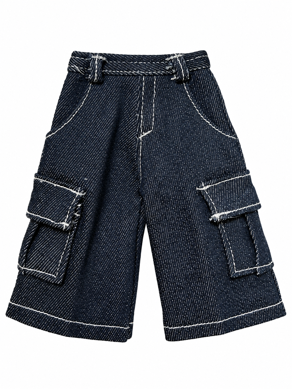 FW 26 | FR HOMME | Wide-Leg Utility Cargo Shorts — Indigo Denim / Ivory | BARE