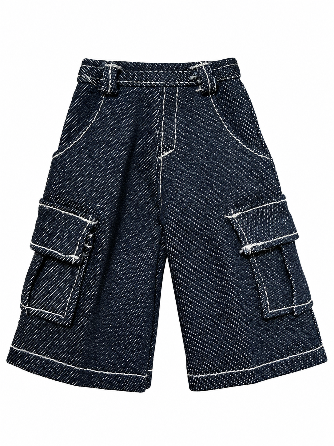 FW 26 | FR HOMME | Wide-Leg Utility Cargo Shorts — Indigo Denim / Ivory | BARE