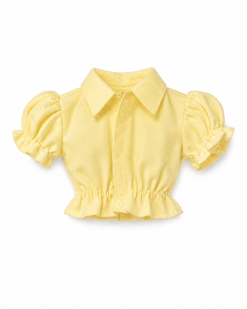 BASIC | Style No.22. | White Puff Sleeve Crop Blouse for Fashion Royalty 6.0 Dolls | Handmade 1/6 Scale Doll Clothes | Feminine Doll Shirt