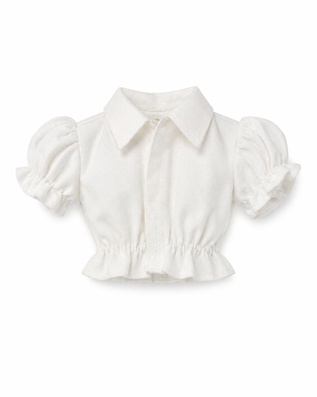 BASIC | Style No.22. | White Puff Sleeve Crop Blouse for Fashion Royalty 6.0 Dolls | Handmade 1/6 Scale Doll Clothes | Feminine Doll Shirt