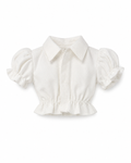 BASIC | Style No.22. | White Puff Sleeve Crop Blouse for Fashion Royalty 6.0 Dolls | Handmade 1/6 Scale Doll Clothes | Feminine Doll Shirt