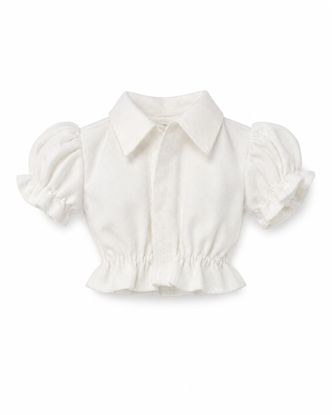 BASIC | Style No.22. | White Puff Sleeve Crop Blouse for Fashion Royalty 6.0 Dolls | Handmade 1/6 Scale Doll Clothes | Feminine Doll Shirt
