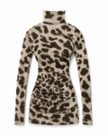 DELUXE | Leopard Ruched Turtleneck Mini Dress | Fashion Royalty Doll Clothes | 1/6 Scale Doll Dress | BARE