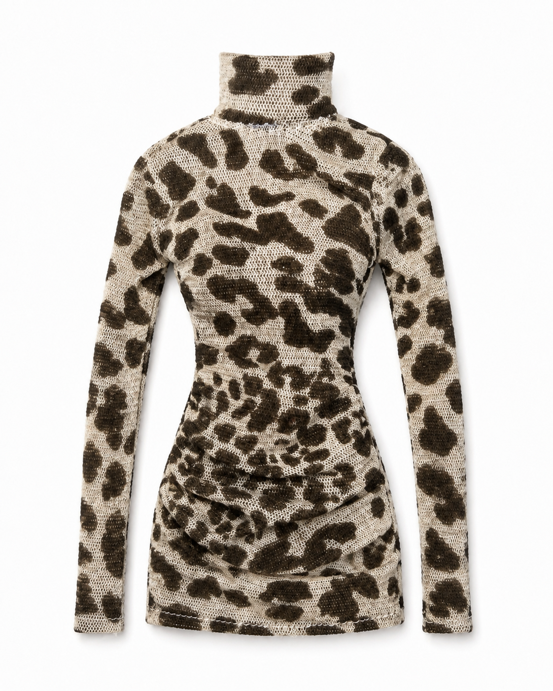 DELUXE | Leopard Ruched Turtleneck Mini Dress | Fashion Royalty Doll Clothes | 1/6 Scale Doll Dress | BARE