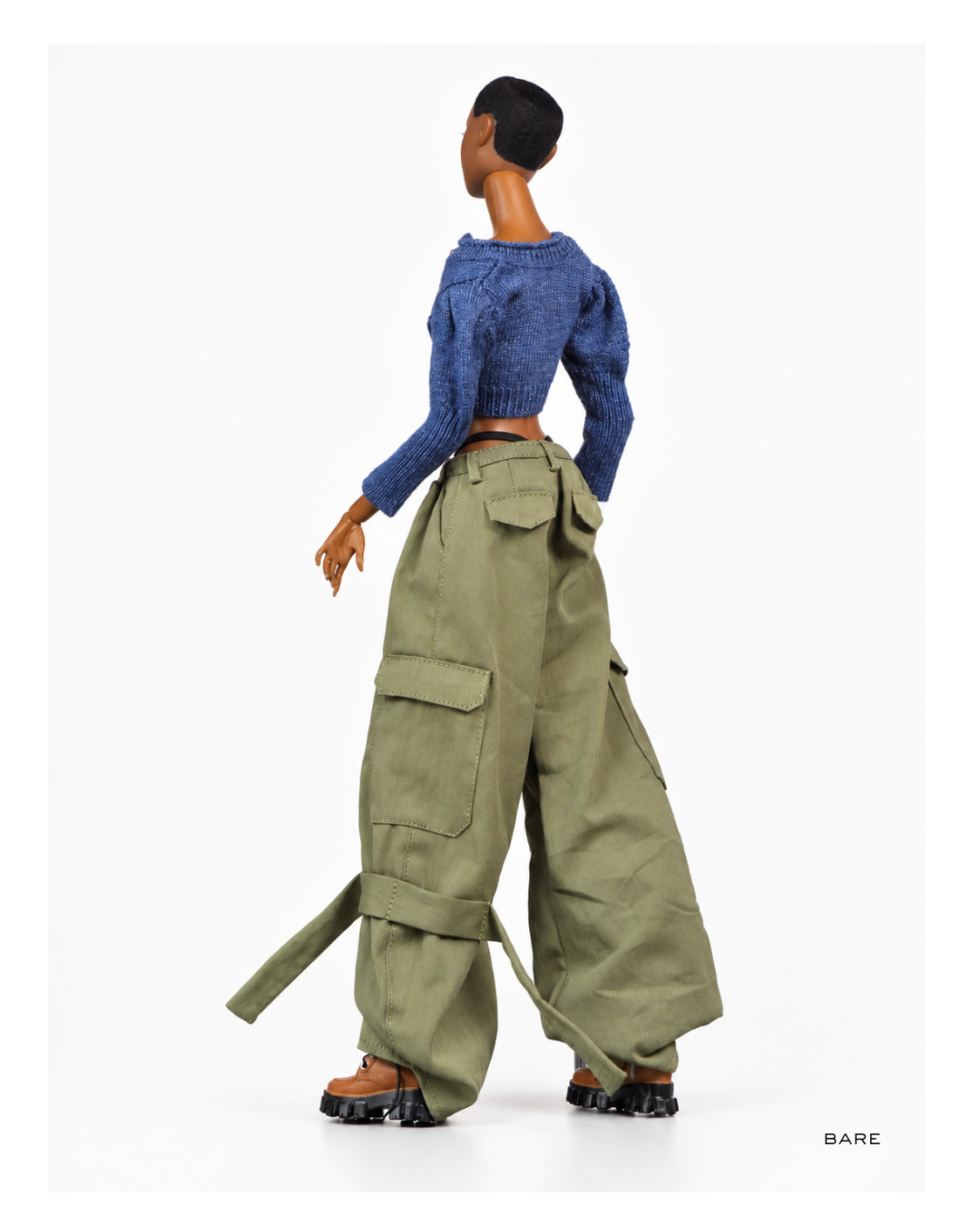 DELUXE | Khaki Wide-Leg Cargo Trousers | Fashion Royalty Doll Clothes | BARE