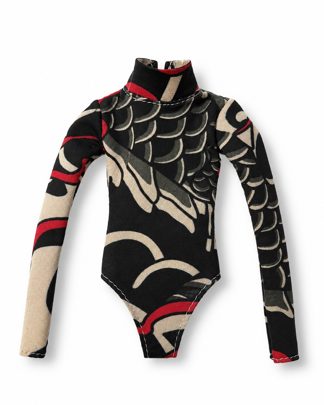 DELUXE | Graphic Turtleneck Bodysuit | Fashion Royalty Doll Clothes | 1/6 Scale Printed Doll Bodysuit | BARE