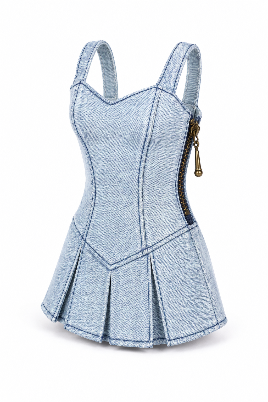 WILD INSTINCT | Blue Denim Pleated Mini Dress | Fashion Royalty Doll Clothes | BARE
