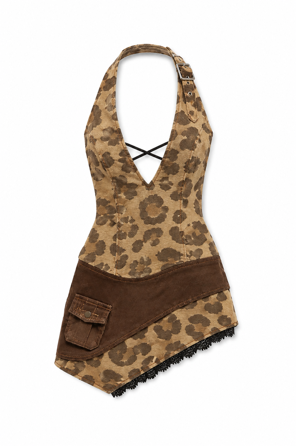 WILD INSTINCT | Leopard Halter Utility Mini Dress | Fashion Royalty Doll Clothes | BARE