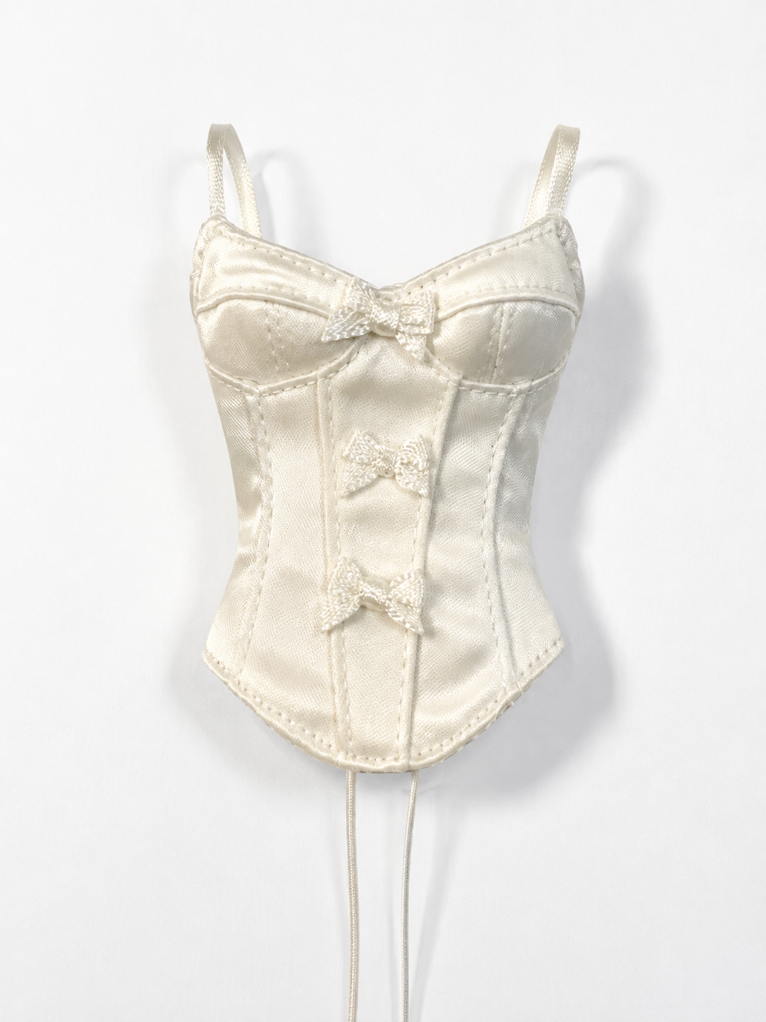 DELUXE | Ivory Satin Bow Corset Top | Fashion Royalty Doll Clothes | 1/6 Scale Doll Lingerie | BARE