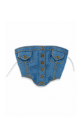 DELUXE | 1/6 Scale Fashion Doll Denim Corset Bustier Handmade Miniature Jean Top Y2K Doll Clothing