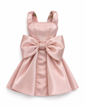 DELUXE | Blush Satin Square Neck Bow Dress | Fashion Royalty Doll Clothes | 1/6 Scale Doll Dress | BARE