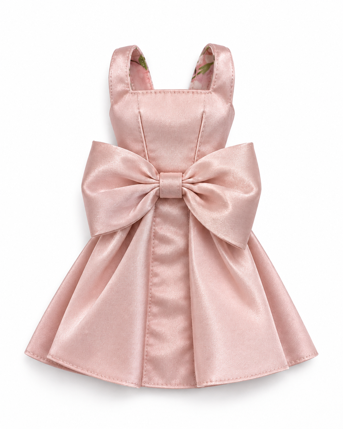 DELUXE | Blush Satin Square Neck Bow Dress | Fashion Royalty Doll Clothes | 1/6 Scale Doll Dress | BARE