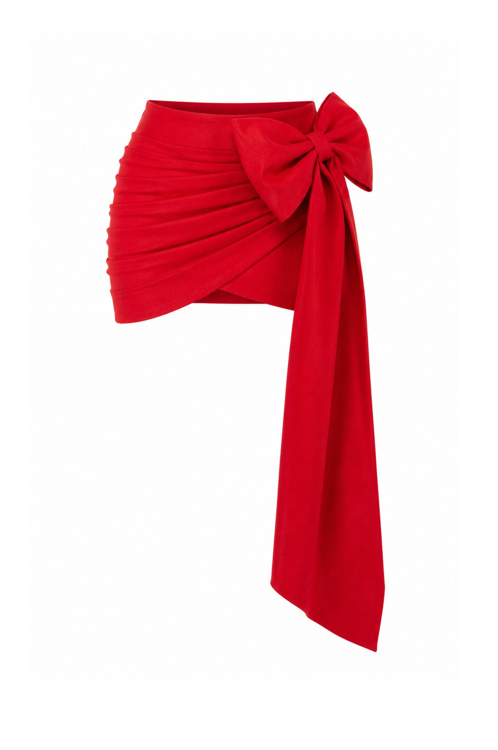 FW 26 | RED BOW RUCHED MINI SKIRT | BARE