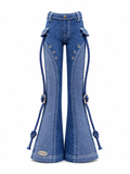 DELUXE | Denim Utility Flare Pants with Cargo Details for 1/6 Scale Fashion Dolls | BARE