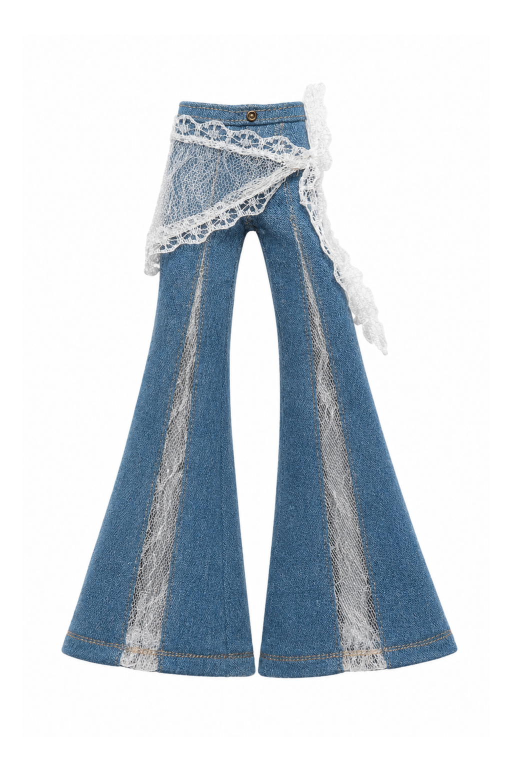 DELUXE | Style No.40 | Lace Bell Bottom Jeans for 1/6 Scale Fashion Dolls | Modern 1/6 Scale Fashion Royalty Clothes (Copy)