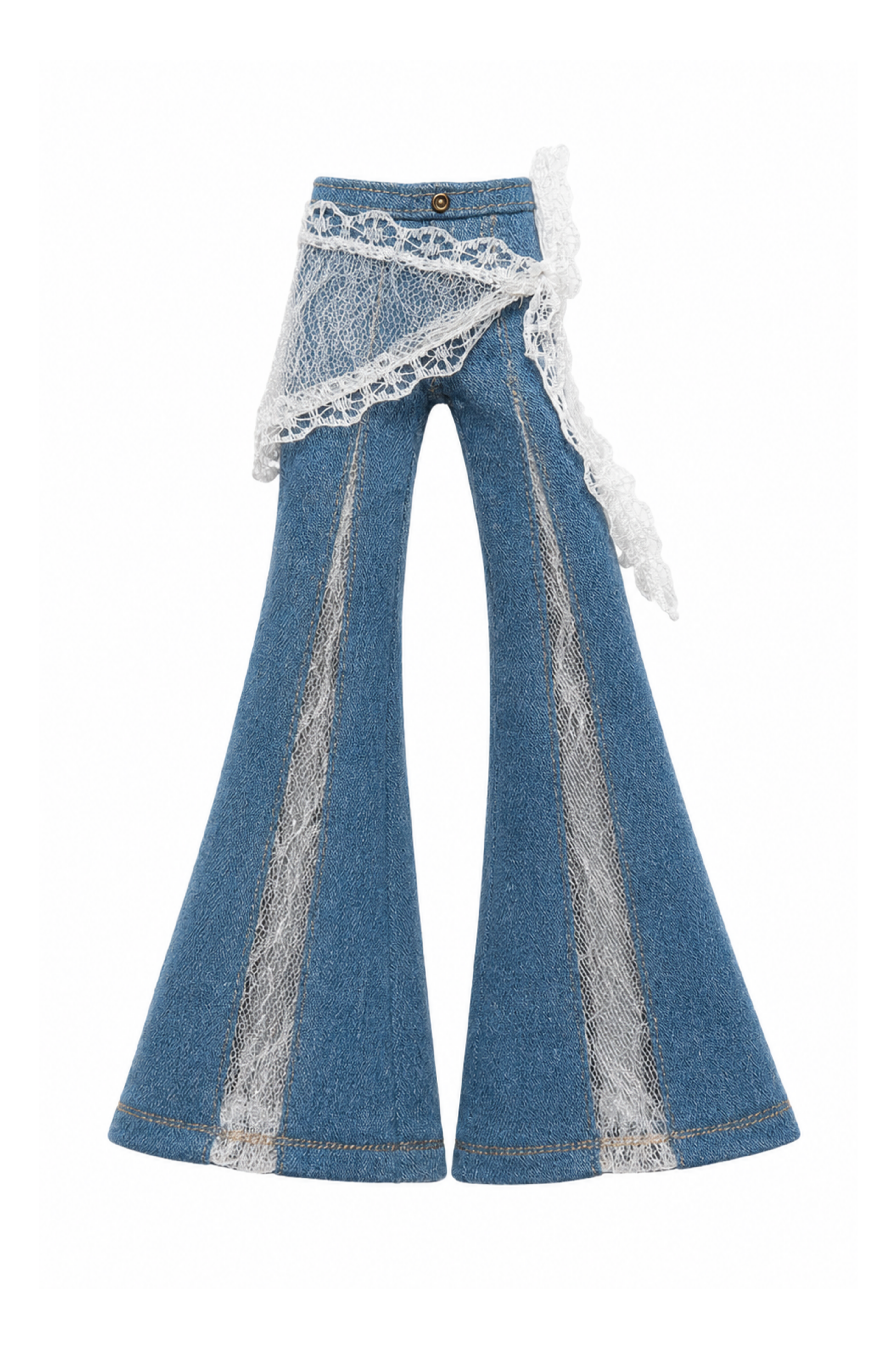 DELUXE | Style No.40 | Lace Bell Bottom Jeans for 1/6 Scale Fashion Dolls | Modern 1/6 Scale Fashion Royalty Clothes (Copy)