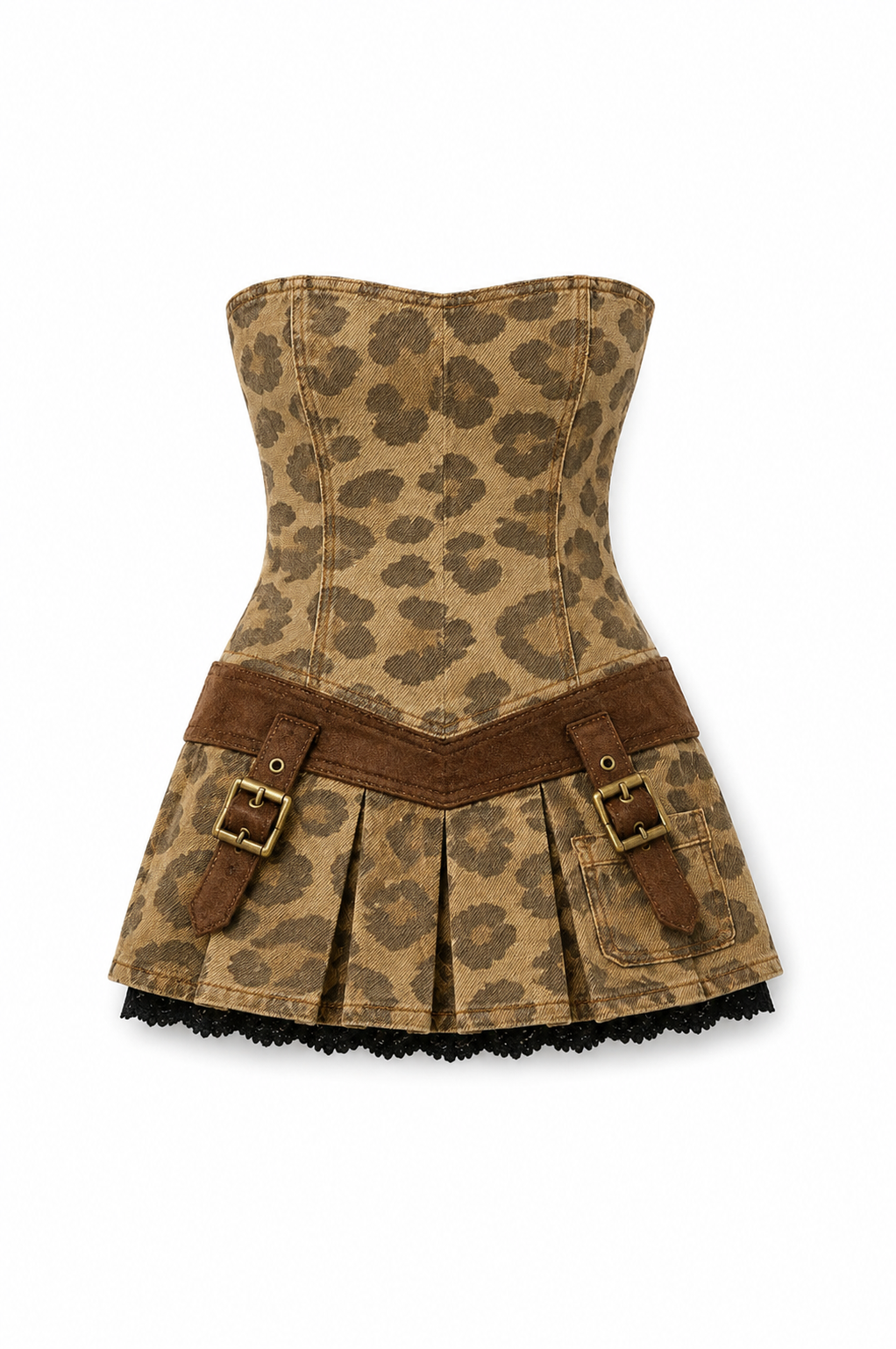 WILD INSTINCT | Leopard Pleated Corset Mini Dress | Fashion Royalty Doll Clothes | BARE