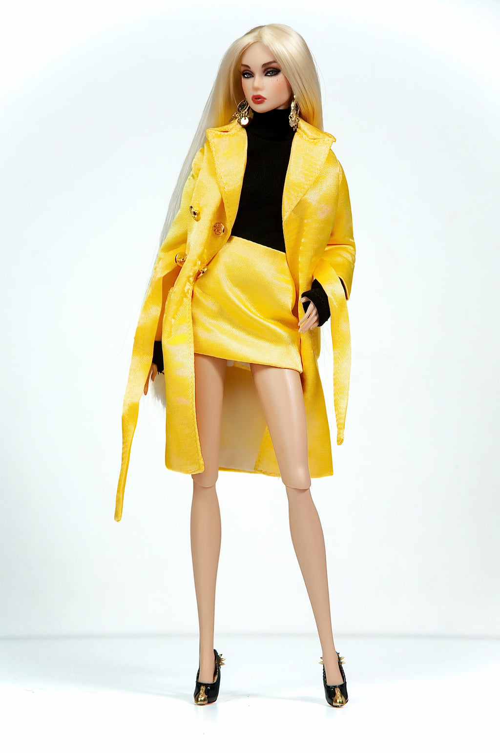 FW 26 | Fashion Royalty Doll Satin Trench Coat & Mini Skirt Set | 1/6 Doll Clothes | BARE