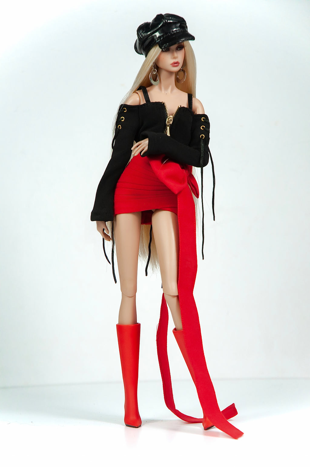 FW 26 | RED BOW RUCHED MINI SKIRT | BARE