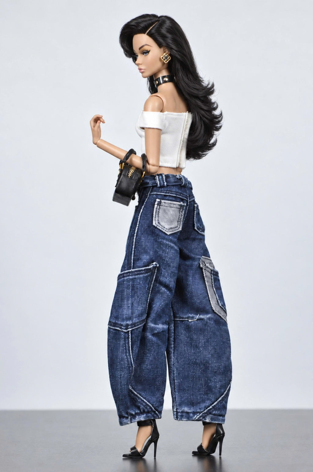 DENIM CUTIE | Indigo Balloon Cargo Jeans | BARE
