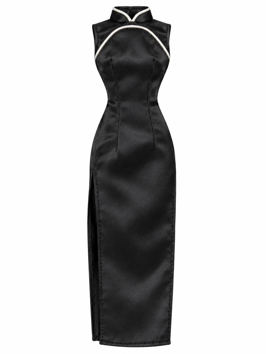 ANGEL SHANGHAI |Black Satin Cheongsam Dress for Fashion Royalty Dolls | 1/6 Scale Qipao Doll Clothing | BARE