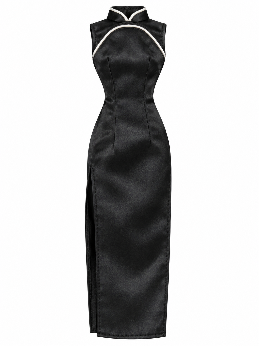 ANGEL SHANGHAI |Black Satin Cheongsam Dress for Fashion Royalty Dolls | 1/6 Scale Qipao Doll Clothing | BARE
