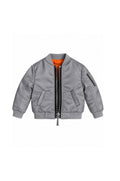 Grey bomber jacket with ribbed trim and utility pocket detail for 1:6 fashion dolls, Denim Cutie by BARE