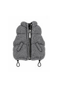 Grey knit puffer vest with stand collar and padded sections for 1:6 fashion dolls, Denim Cutie by BARE