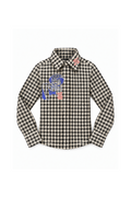 Black-and-ivory graphic gingham long-sleeved doll shirt — BARE FW 26