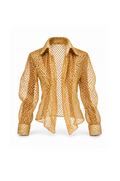 Gold openwork mesh collared shirt for 1:6 Fashion Royalty dolls