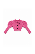 Hot pink cropped knit cardigan with three-quarter puff sleeves for 1:6 Fashion Royalty dolls