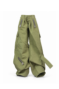 Khaki wide-leg cargo trousers for 1:6 Fashion Royalty dolls