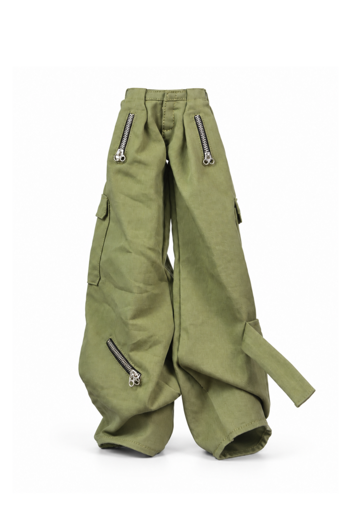 Khaki wide-leg cargo trousers for 1:6 Fashion Royalty dolls