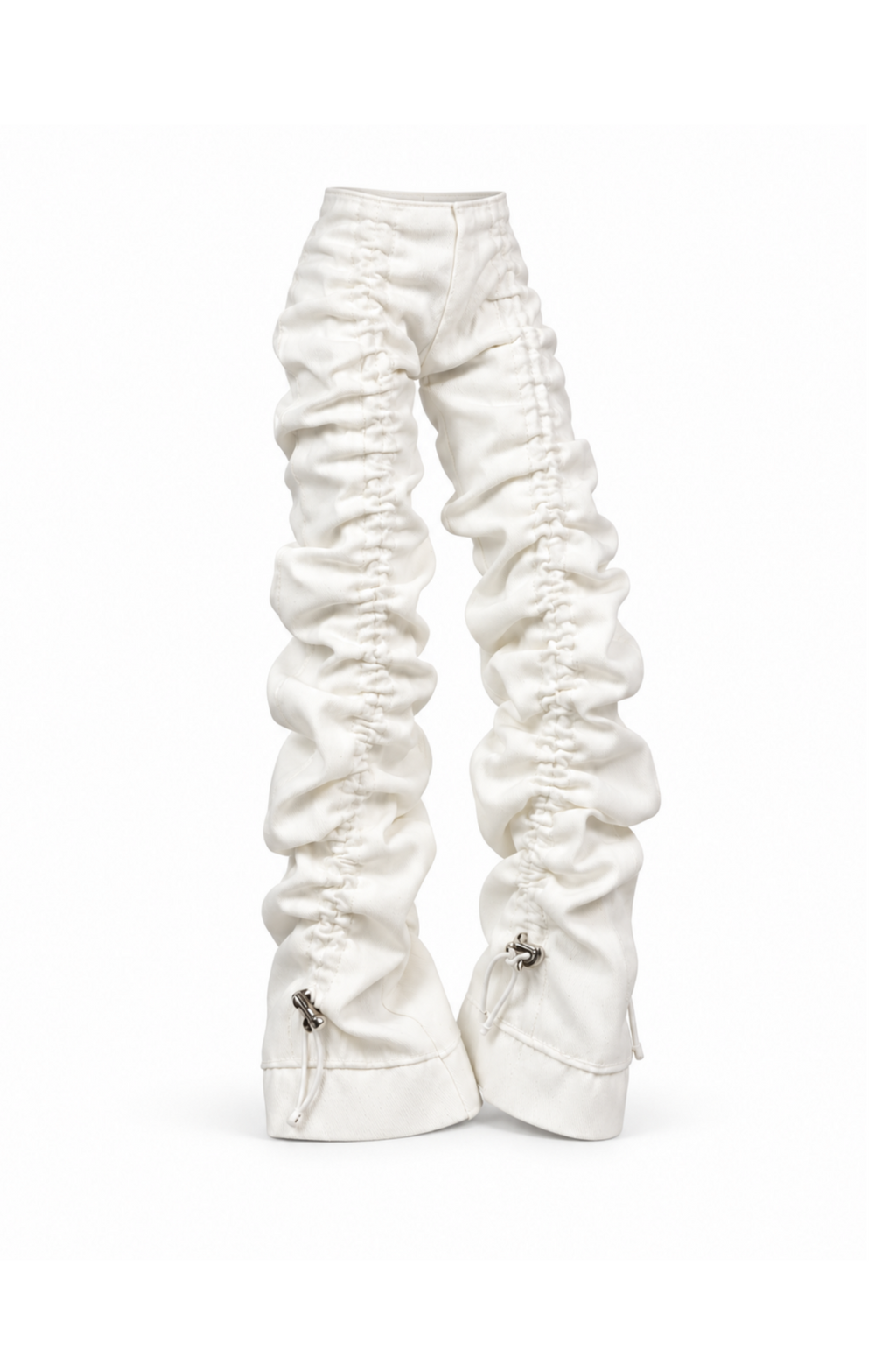 White ruched flared trousers for 1:6 Fashion Royalty dolls