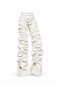 White ruched flared trousers for 1:6 Fashion Royalty dolls